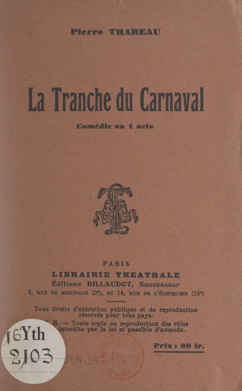 Couverture ebook de La tranche du carnaval, de Pierre Thareau