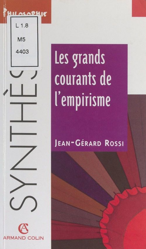 ebook cover of Les grands courants de l'empirisme, by Jean-Gerard Rossi