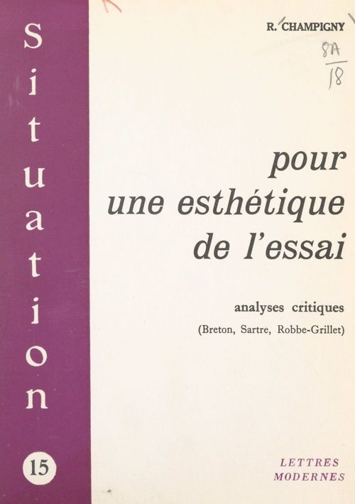ebook cover of Pour une esthétique de l'essai, by Robert Champigny