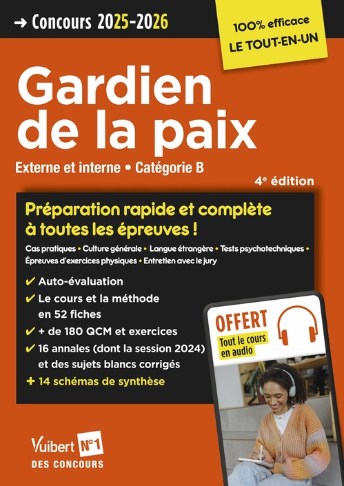 ebook cover of Concours Gardien de la paix - Catégorie B - Préparation rapide et complète à toutes les épreuves - Tout le cours en audio, by Louise Eisenstein, François Lavedan, Olivier Sorel