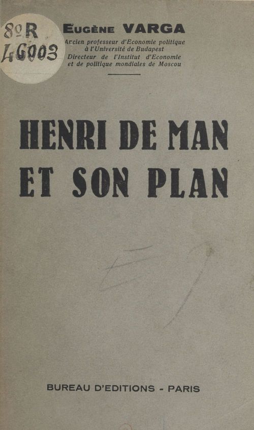 Couverture ebook de Henri de Man et son plan, de Eugene Varga