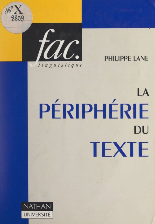ebook cover of La périphérie du texte, by Philippe Lane