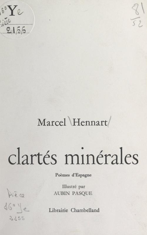 ebook cover of Clartés minérales, by Marcel Hennart