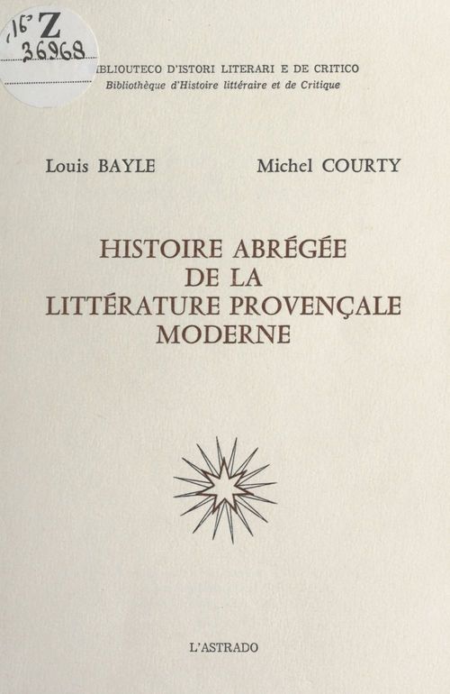 ebook cover of Histoire abrégée de la littérature provençale moderne, by Louis Bayle, Michel Courty