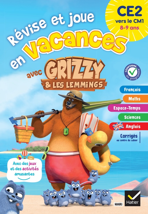 Couverture ebook de Cahier de vacances Grizzy et les lemmings - CE2 vers le CM1, de Aurore Meyer