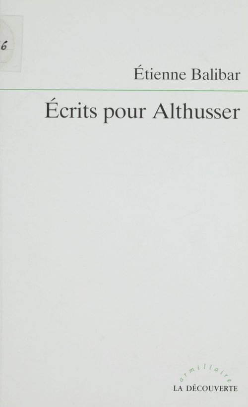 Couverture ebook de Écrits pour Althusser, de Balibar Etienne