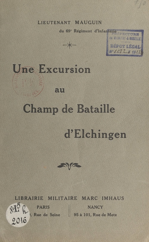 Couverture ebook de Une excursion au champ de bataille d'Elchingen, de Mauguin