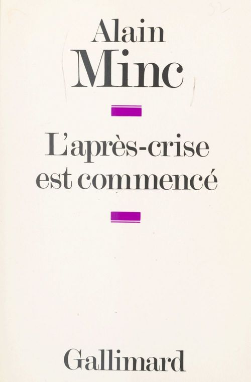 ebook cover of L'après-crise est commencé, by Alain Minc