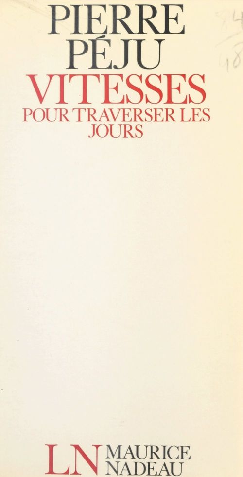 Couverture ebook de Vitesses pour traverser les jours, de Pierre Péju