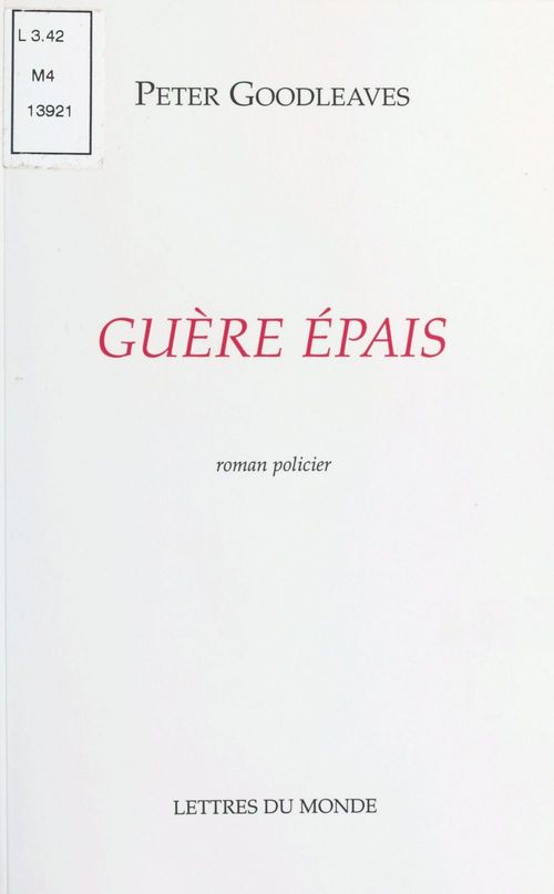 ebook cover of Guère épais, by Peter Goodleaves