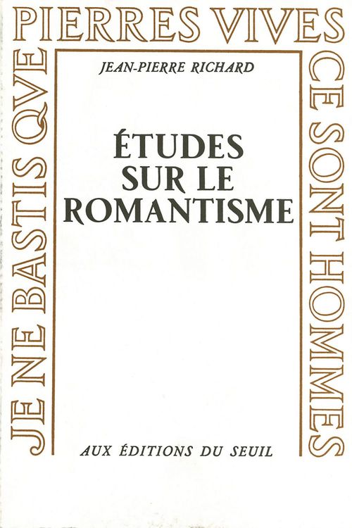 Couverture ebook de Etudes sur le romantisme, de Jean-pierre Richard