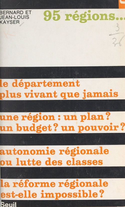 ebook cover of 95 régions..., by Jean-Louis Kayser, Bernard Kayser