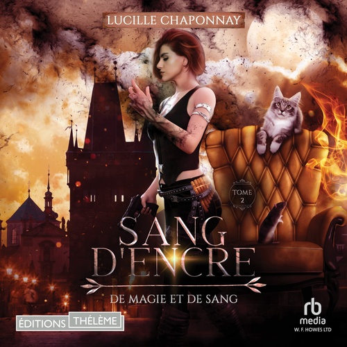 audiobook cover of Sang d'encre - De Magie et de sang T2, by Lucille Chaponnay