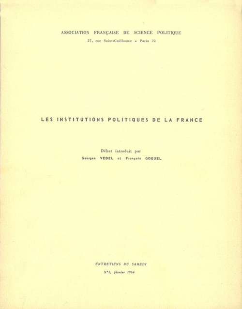 ebook cover of Les institutions politiques de la France, by Georges Védel