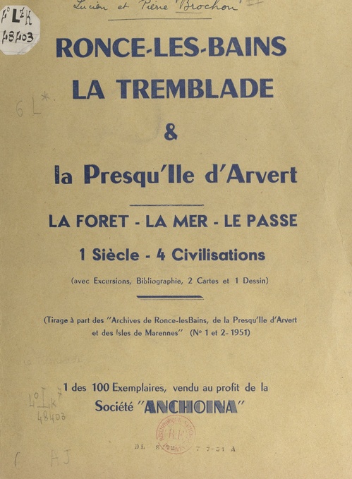 Couverture ebook de Ronce-les-Bains, la Tremblade et la presqu'île d'Arvert, de Lucien Brochon, Pierre Brochon