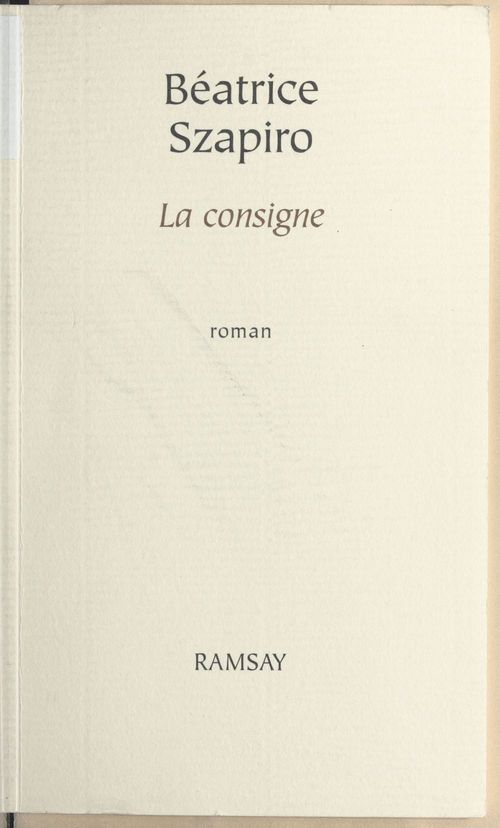 ebook cover of La consigne, by Szapiro