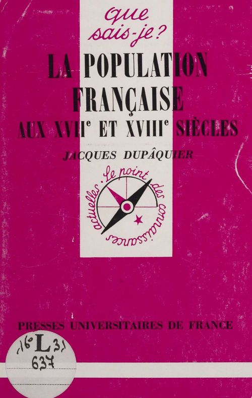 Couverture ebook de La Population française aux XVIIe et XVIIIe siècles, de Jacques Dupâquier