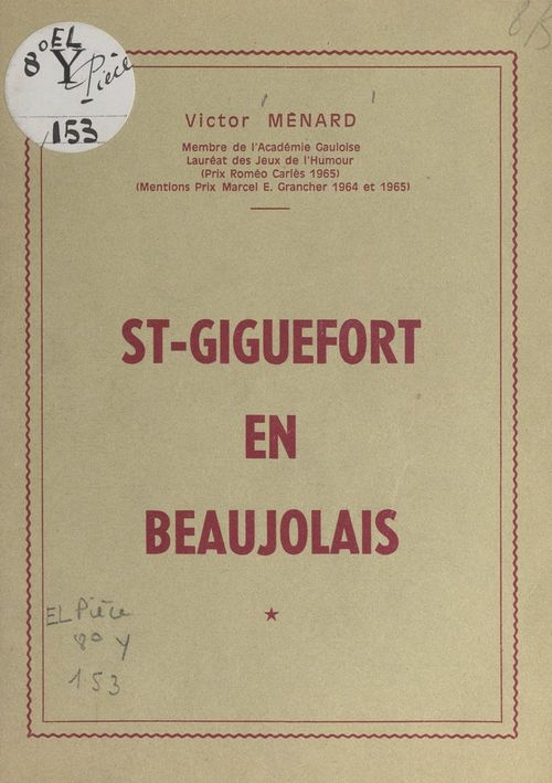 ebook cover of St-Giguefort en Beaujolais, by Victor Menard