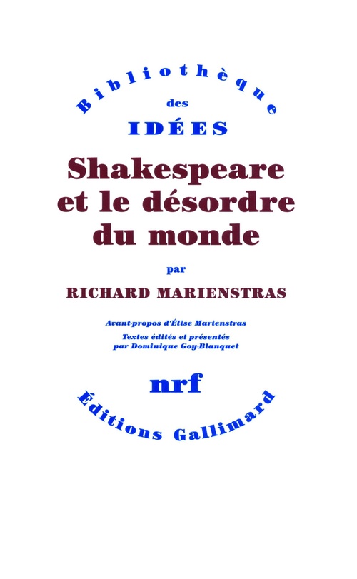 Couverture ebook de Shakespeare et le désordre du monde, de Richard Marienstras