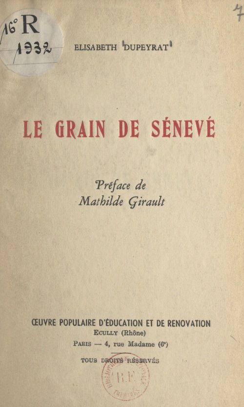 Couverture ebook de Le grain de Sénevé, de Elisabeth Dupeyrat