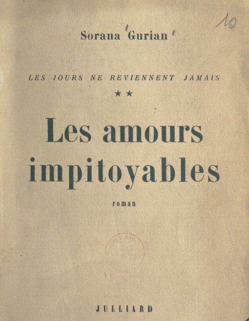 ebook cover of Les jours ne reviennent jamais (2). Les amours impitoyables, by Sorana Gurian