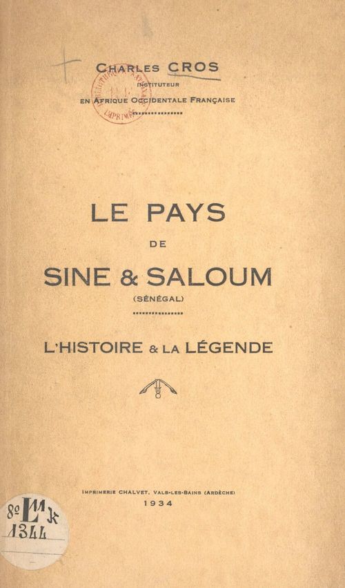 Couverture ebook de Le pays de Sine & Saloum (Sénégal), de Charles Cros