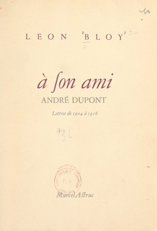 Couverture ebook de Lettres à son ami André Dupont (1904 à 1916), de Leon Bloy