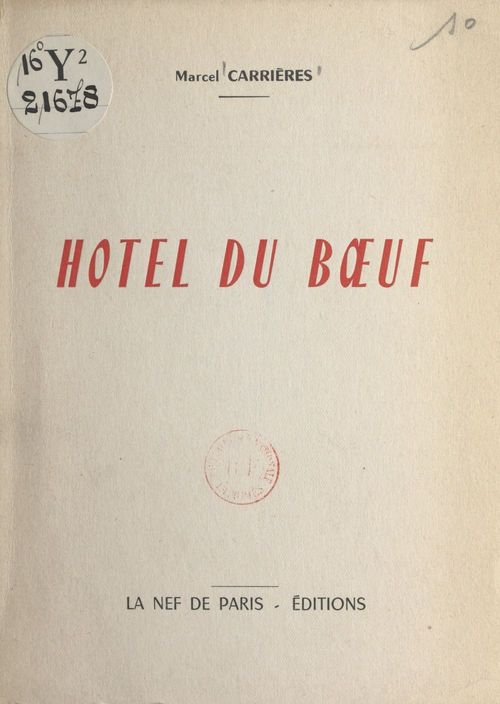 Couverture ebook de Hôtel du Boeuf, de Marcel Carrieres