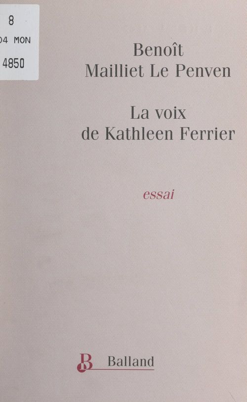 ebook cover of La voix de Kathleen Ferrier, by Benoit Mailliet Le Penven