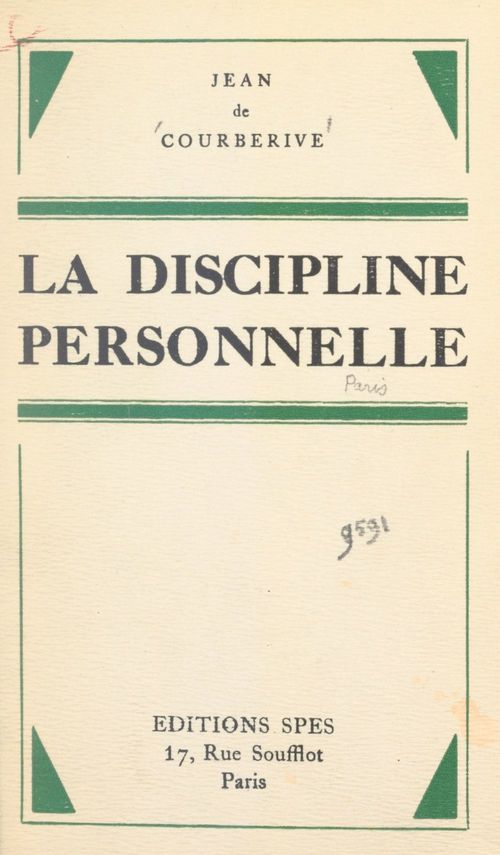 ebook cover of La discipline personnelle, by Jean De Courberive