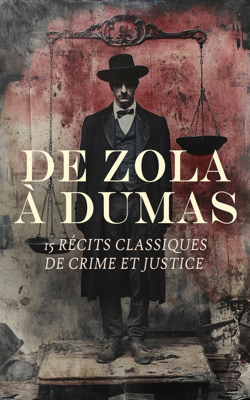 ebook cover of De Zola à Dumas : 15 Récits Classiques de Crime et Justice, by Emile Zola, Victor Hugo, Maurice Leblanc, Emile Gaboriau, Oscar Wilde, Eugene Francois Vidocq, Georges Darien, Arthur Be