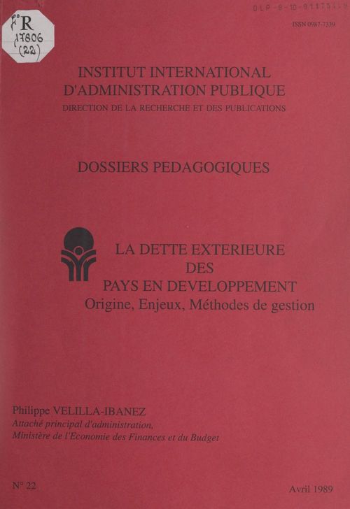 Couverture ebook de La dette extérieure des pays en développement, de Philippe Velilla-Ibanez