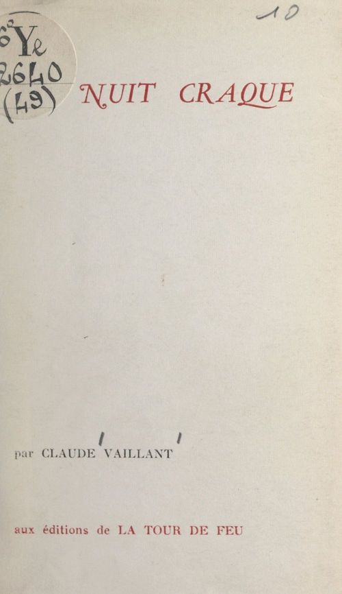 ebook cover of La nuit craque, by Claude Vaillant