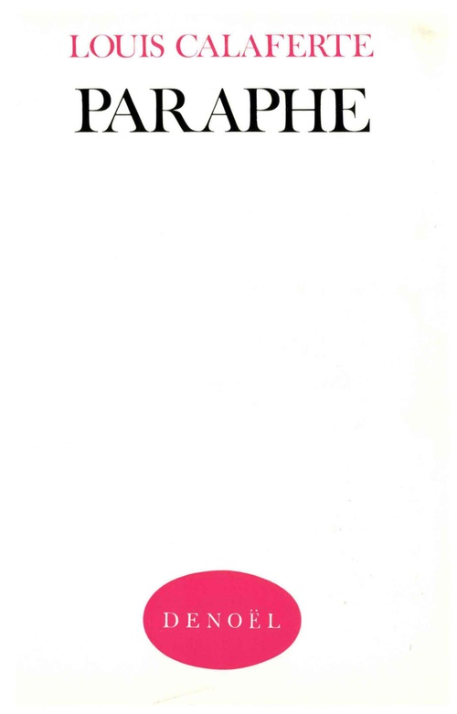ebook cover of Paraphe, by Louis Calaferte