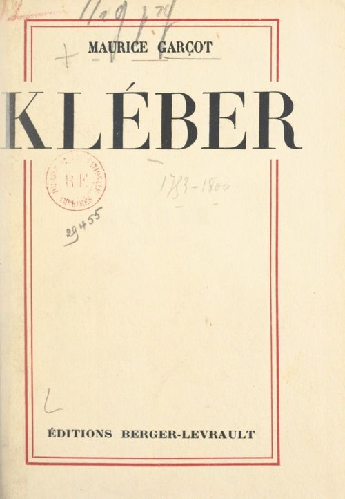 Couverture ebook de Kléber (1753-1800), de Maurice Garcot