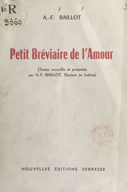 Couverture ebook de Petit bréviaire de l'amour, de Alexandre-F. Baillot