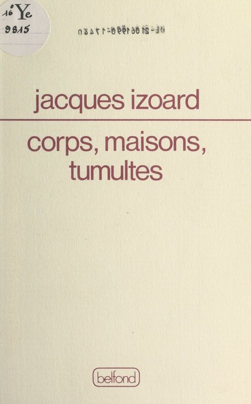 Couverture ebook de Corps, maisons, tumultes, de Jacques Izoard