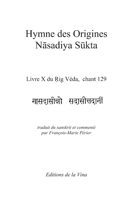 ebook cover of Hymne des Origines - Nasadiya Sukta, by François-Marie Périer