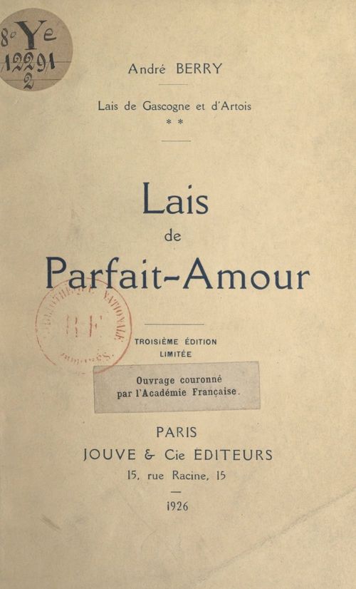 Couverture ebook de Lais de Gascogne et d'Artois (2). Lais de parfait amour, de Andre Berry