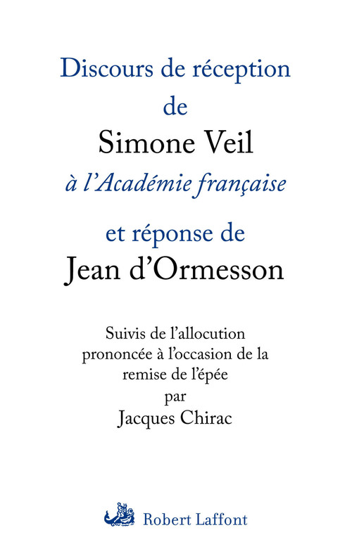 ebook cover of Discours de réception de Simone Veil à l'Académie française, by Simone Veil