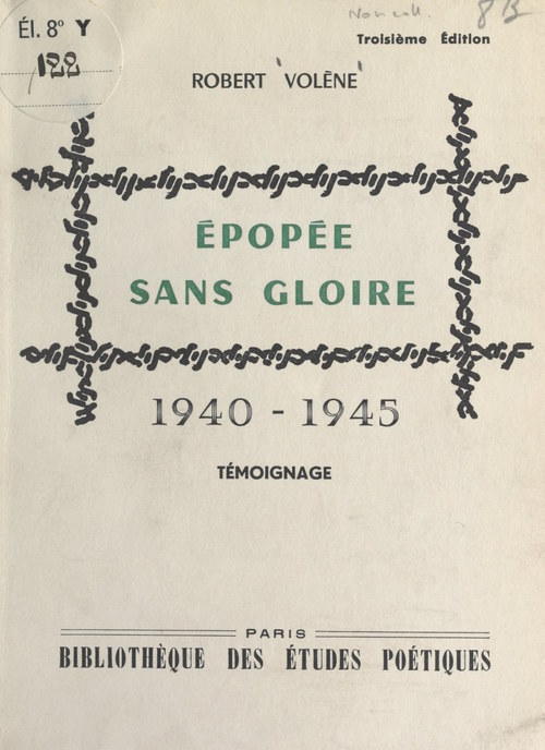 Couverture ebook de Épopée sans gloire, de Robert Volene