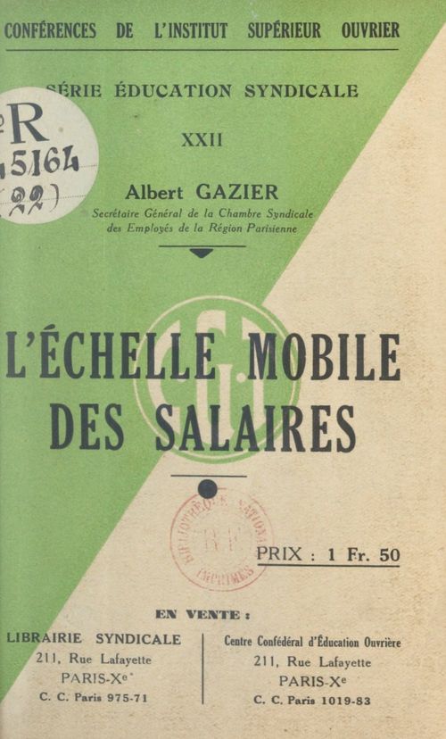 ebook cover of L'échelle mobile des salaires, by Albert Gazier