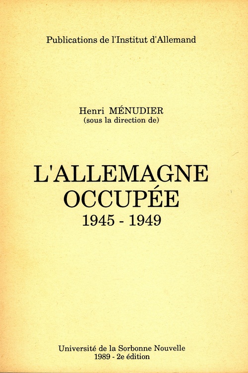ebook cover of L'Allemagne occupée 1945-1949, by Henri Menudier