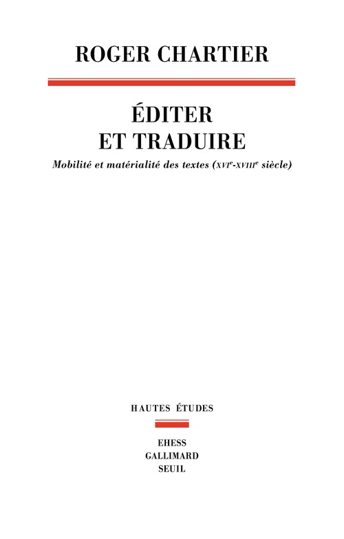 Couverture ebook de Éditer et Traduire, de Roger Chartier