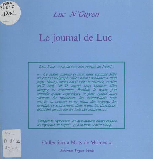 Couverture ebook de Le journal de Luc, de Luc N'Guyen