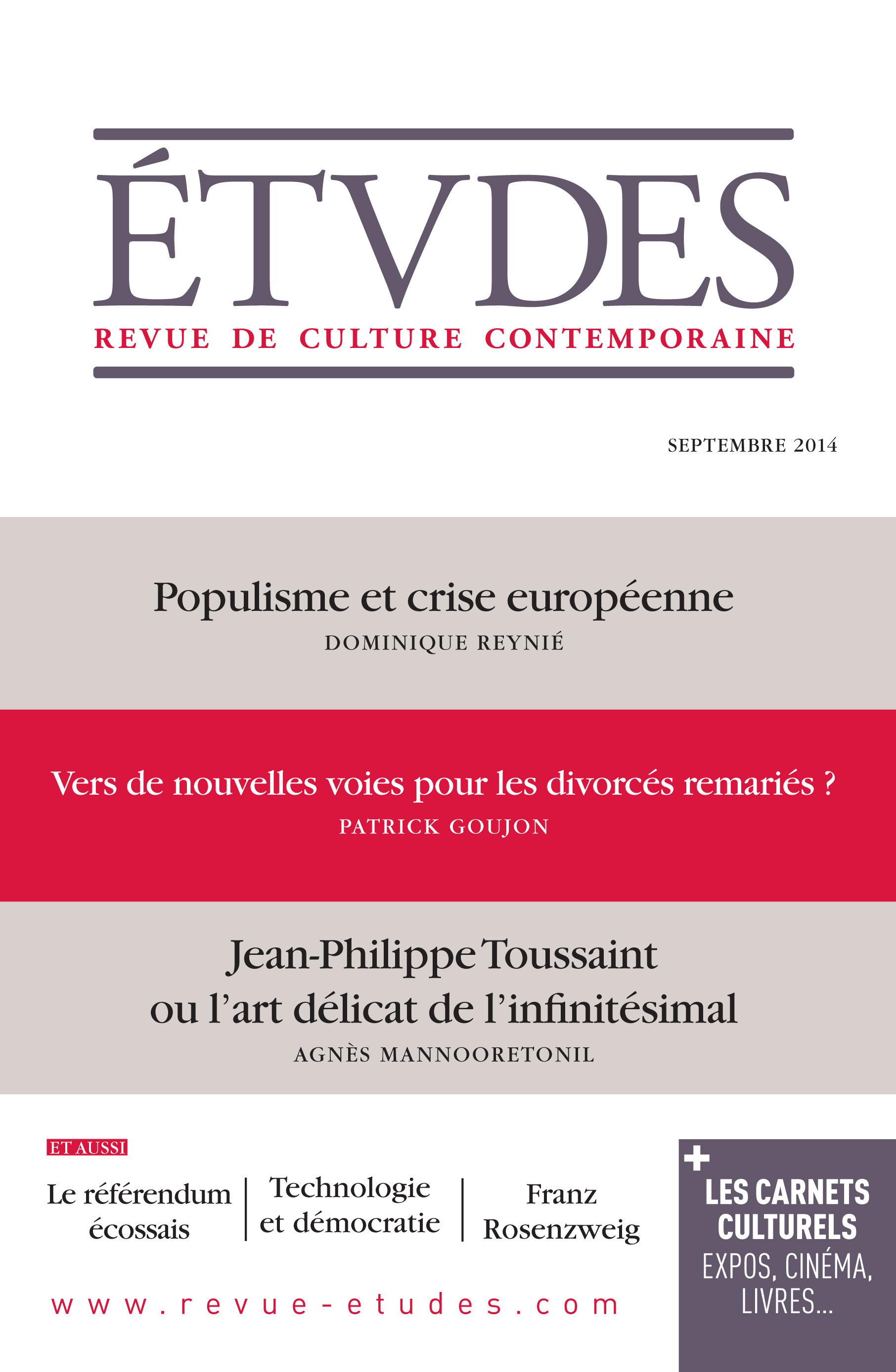 ebook cover of Etudes Septembre 2014, by Collectif