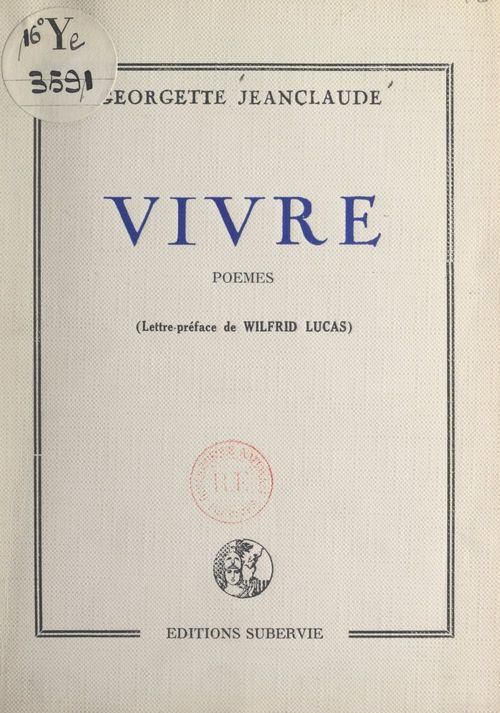 Couverture ebook de Vivre, de Georgette Jeanclaude
