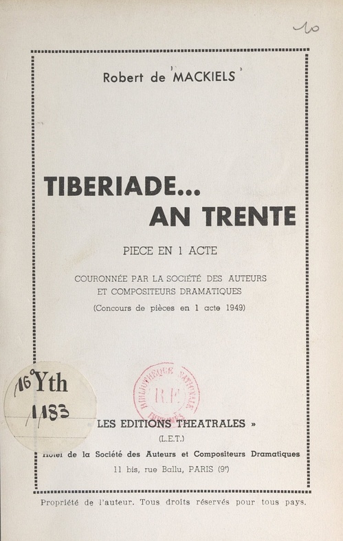Couverture ebook de Tibériade... an trente, de Robert de Mackiels