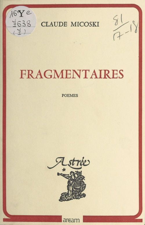 Couverture ebook de Fragmentaires, de Claude Micoski