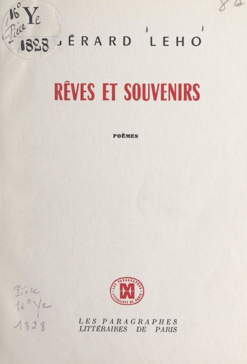 Couverture ebook de Rêves et souvenirs, de Gerard Leho